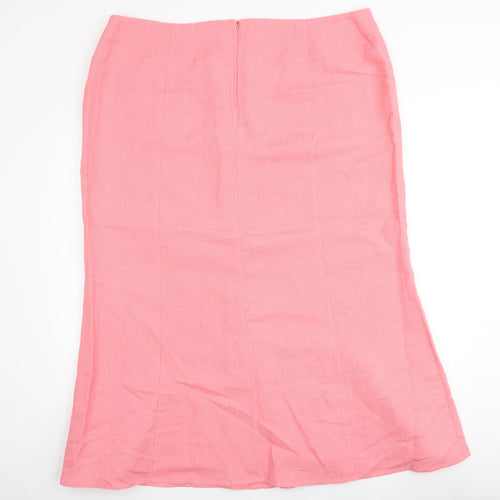 Ann Harvey Womens Pink Linen A-Line Skirt Size 22 Zip