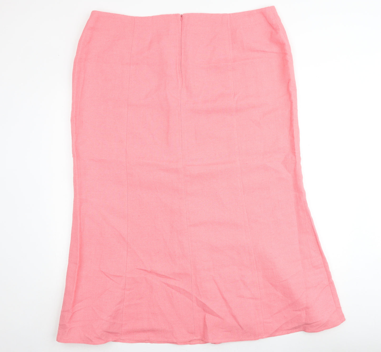 Ann Harvey Womens Pink Linen A-Line Skirt Size 22 Zip