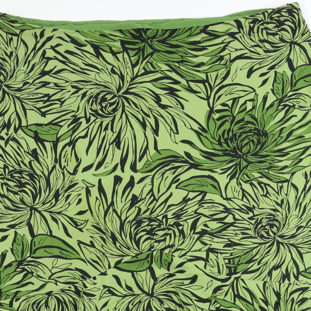 Ann Harvey Womens Green Floral Polyester Trumpet Skirt Size 22 Zip