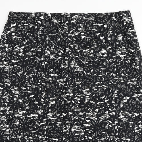 Savoir Womens Black Floral Polyester Straight & Pencil Skirt Size 42 in Zip