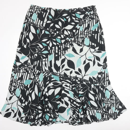 Ann Harvey Womens Multicoloured Geometric Polyester Swing Skirt Size 22 Zip - Leaf pattern