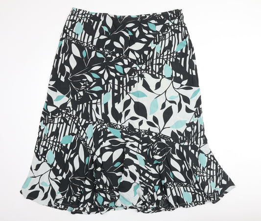 Ann Harvey Womens Multicoloured Geometric Polyester Swing Skirt Size 22 Zip - Leaf pattern