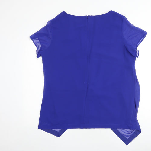 Per Una Womens Blue Polyester Basic Blouse Size 22 Boat Neck - Twist Front Detail