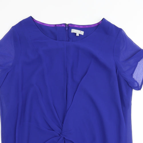Per Una Womens Blue Polyester Basic Blouse Size 22 Boat Neck - Twist Front Detail