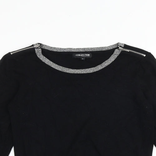 Debenhams Womens Black Round Neck Viscose Pullover Jumper Size 10