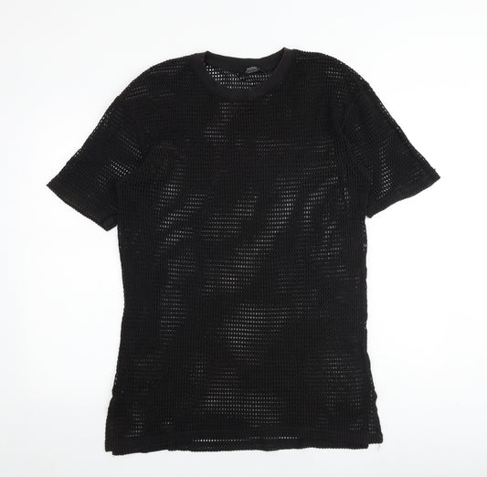 Bershka Womens Black Polyester Basic T-Shirt Size M Crew Neck