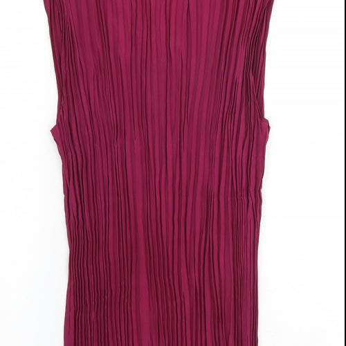 Ann Harvey Womens Pink Polyester Basic Blouse Size 24 V-Neck - Plisse