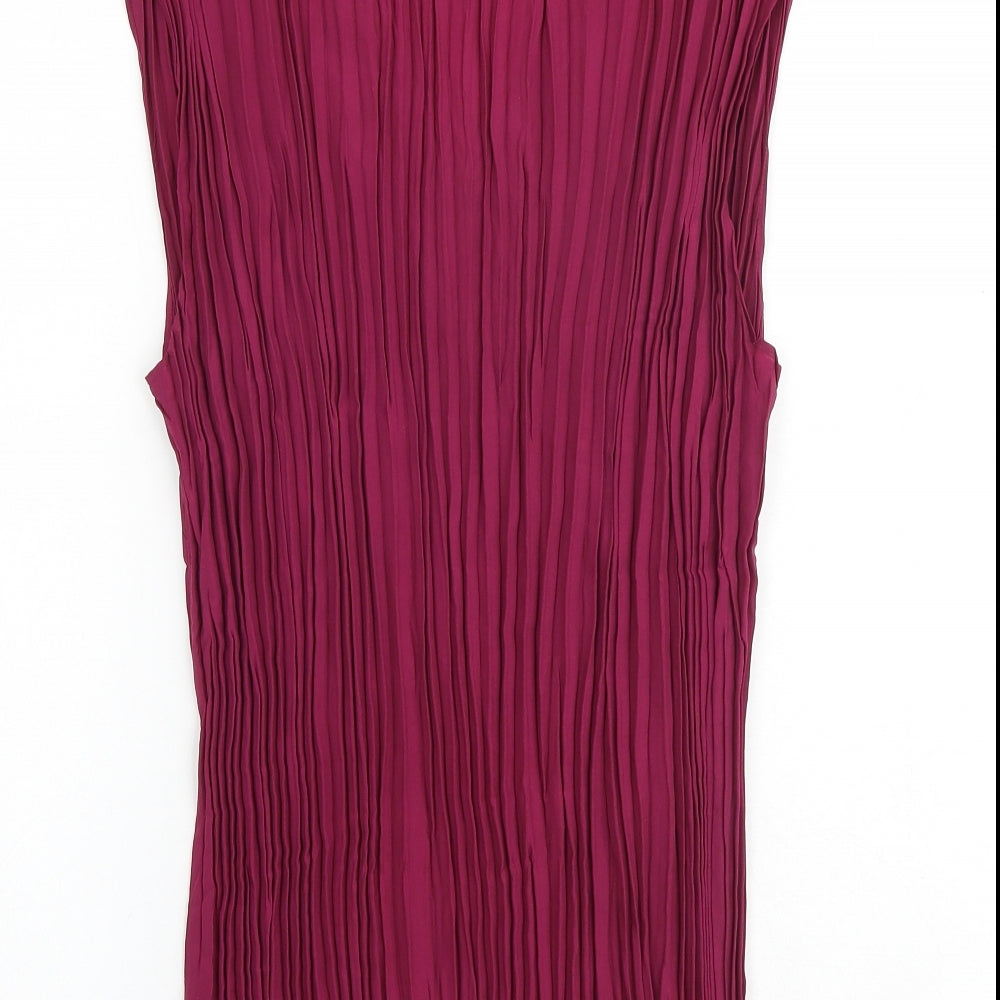 Ann Harvey Womens Pink Polyester Basic Blouse Size 24 V-Neck - Plisse