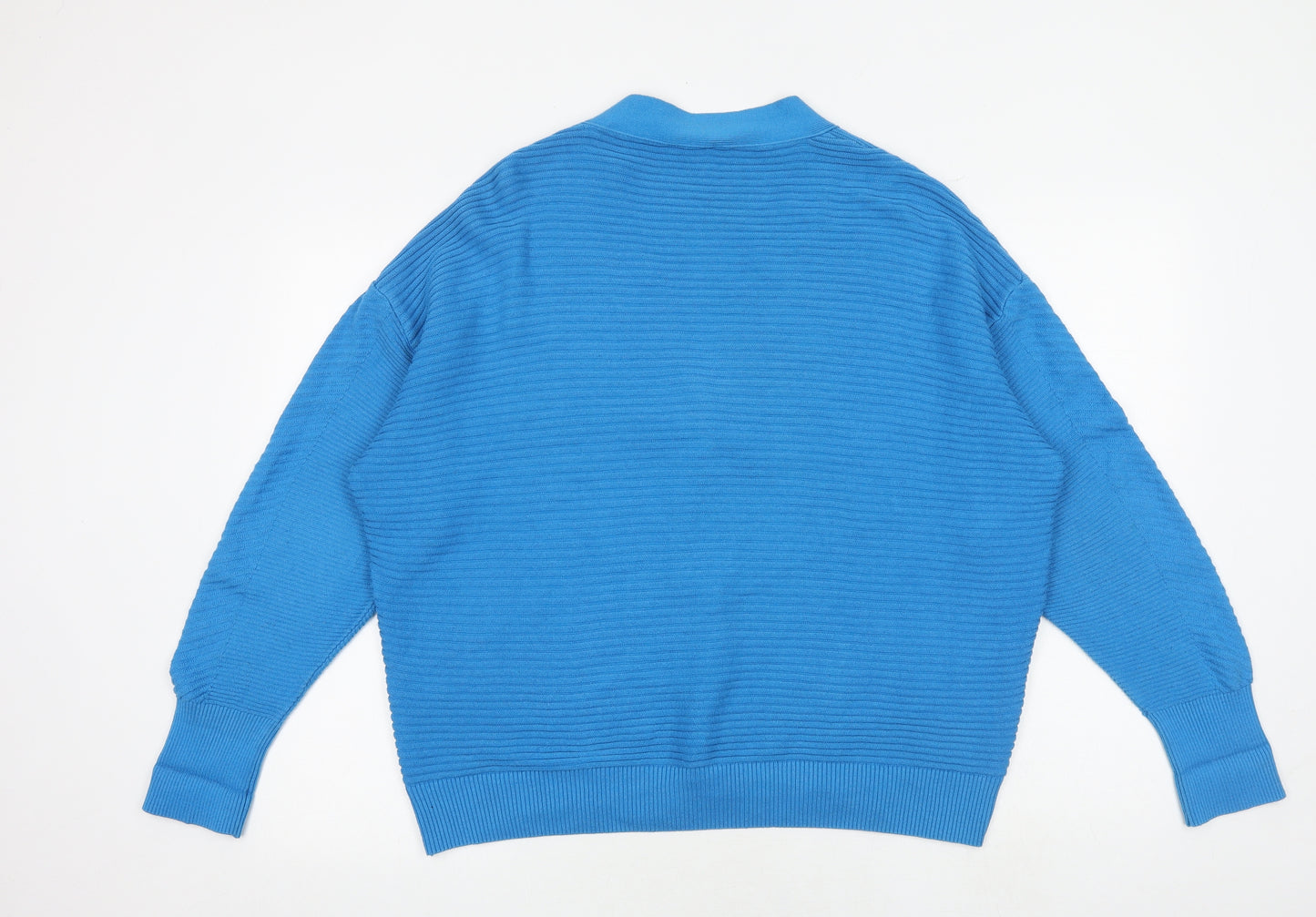 Warehouse Womens Blue V-Neck Cotton Cardigan Jumper Size M