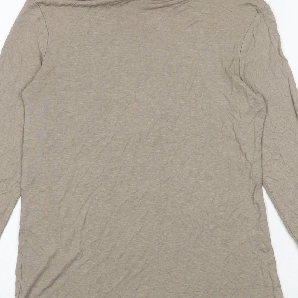 H&M Womens Brown Viscose Basic T-Shirt Size S Roll Neck