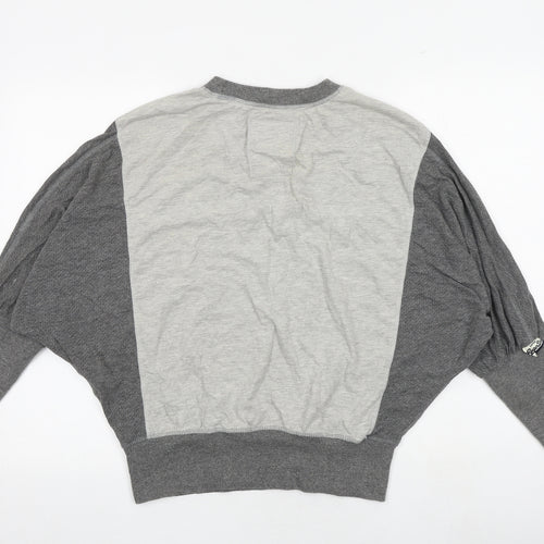 Superdry Womens Grey Colourblock Cotton Pullover Sweatshirt Size L Pullover