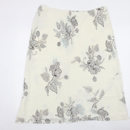 Ann Harvey Womens Ivory Floral Viscose A-Line Skirt Size 24 Zip