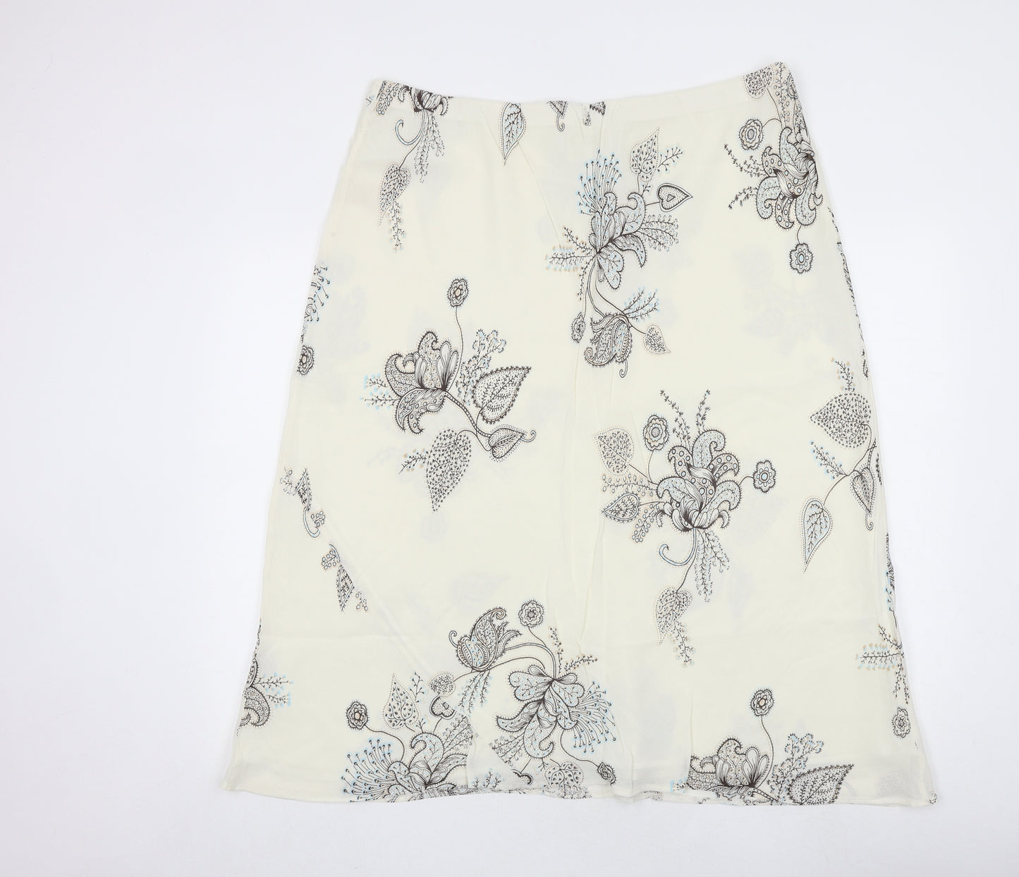 Ann Harvey Womens Ivory Floral Viscose A-Line Skirt Size 24 Zip