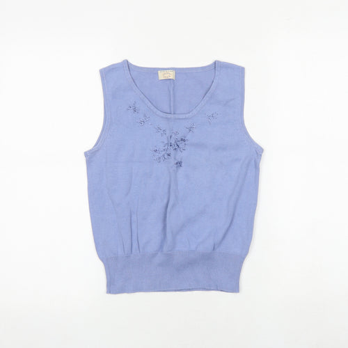 Debenhams Womens Blue Scoop Neck 100% Cotton Vest Jumper Size 12