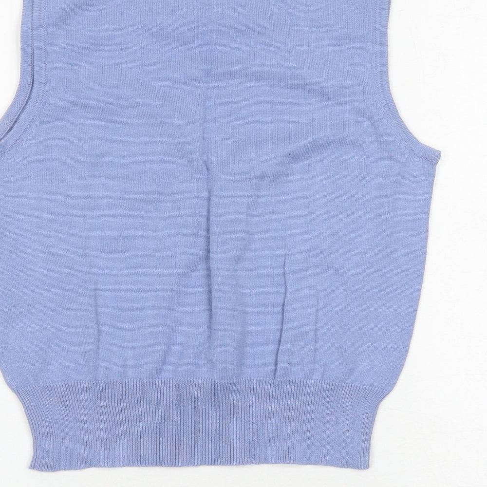 Debenhams Womens Blue Scoop Neck 100% Cotton Vest Jumper Size 12