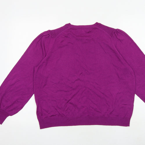 NEXT Womens Purple Round Neck Polyester Pullover Jumper Size L