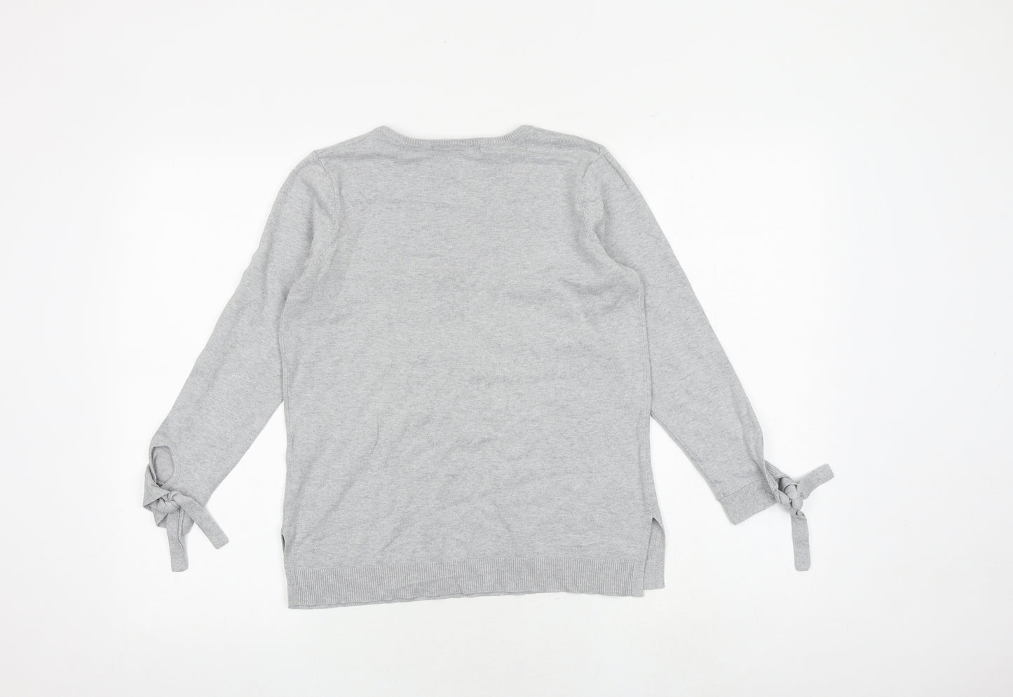 Very Womens Grey V-Neck Cotton Pullover Jumper Size 10