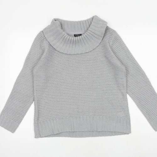 Bonmarché Womens Grey Roll Neck Acrylic Pullover Jumper Size M