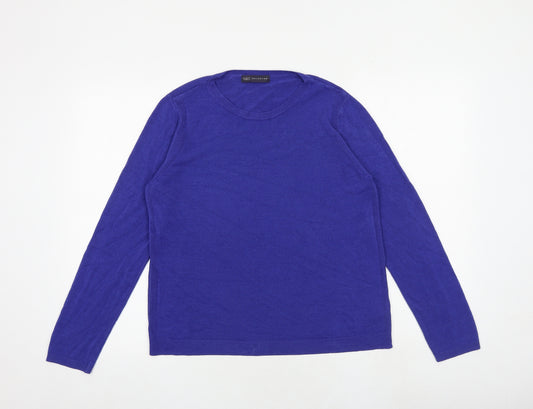 Marks and Spencer Womens Blue Round Neck Acrylic Pullover Jumper Size 14