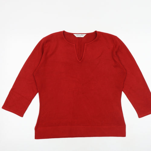 Dorothy Perkins Womens Red V-Neck Acrylic Pullover Jumper Size 16