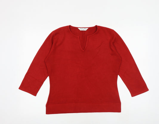 Dorothy Perkins Womens Red V-Neck Acrylic Pullover Jumper Size 16