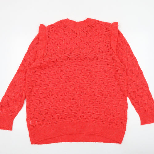 NEXT Womens Red Round Neck Acrylic Pullover Jumper Size 22