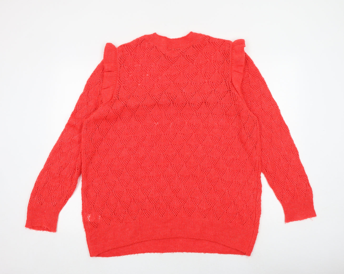 NEXT Womens Red Round Neck Acrylic Pullover Jumper Size 22