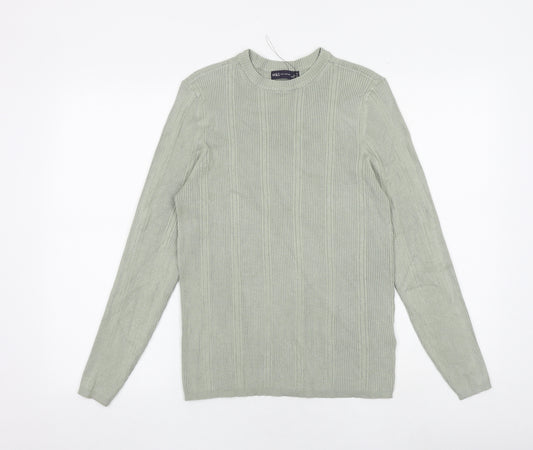 Marks and Spencer Womens Green Round Neck Viscose Pullover Jumper Size 14