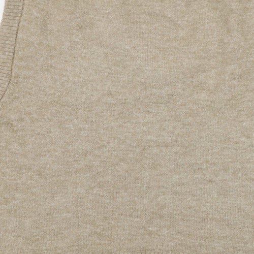 H&M Womens Brown V-Neck Polyester Vest Jumper Size S