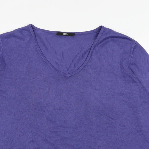 Marks and Spencer Womens Purple V-Neck Acrylic Pullover Jumper Size 14