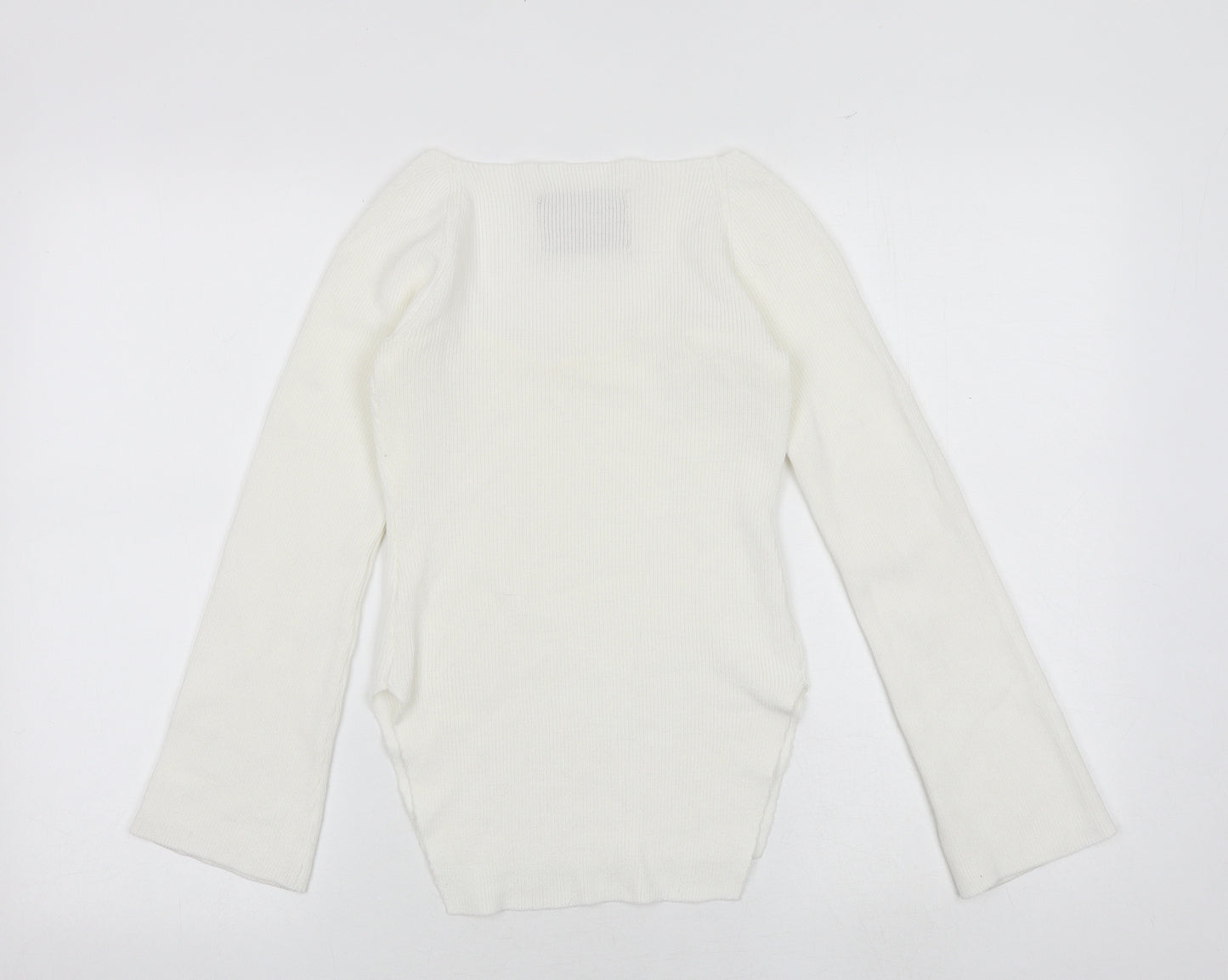 Reve Womens White Polyester Basic Blouse Size M Sweetheart - Ribbed