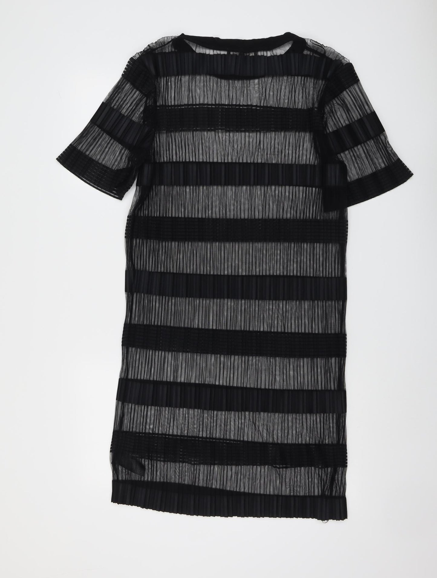 NEXT Womens Black Striped Viscose T-Shirt Dress Size 10 Round Neck Pullover
