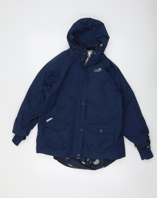Muddy Puddles Girls Blue Windbreaker Jacket Size 11-12 Years Zip