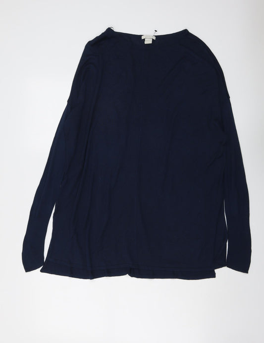 H&M Womens Blue Boat Neck Acrylic Pullover Jumper Size L