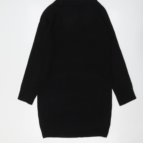 Boohoo Womens Black Acrylic Jumper Dress Size L Round Neck Pullover