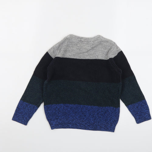 NEXT Boys Multicoloured Round Neck Striped Cotton Pullover Jumper Size 5 Years Pullover