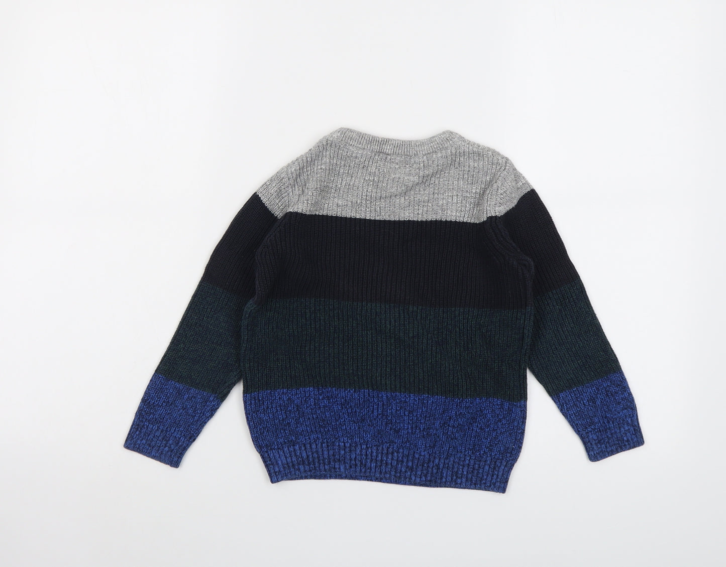 NEXT Boys Multicoloured Round Neck Striped Cotton Pullover Jumper Size 5 Years Pullover