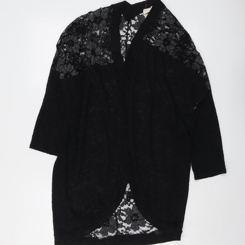 Paris and Needles Womens Black V-Neck Polyester Cardigan Jumper Size XS - Lace Overlay