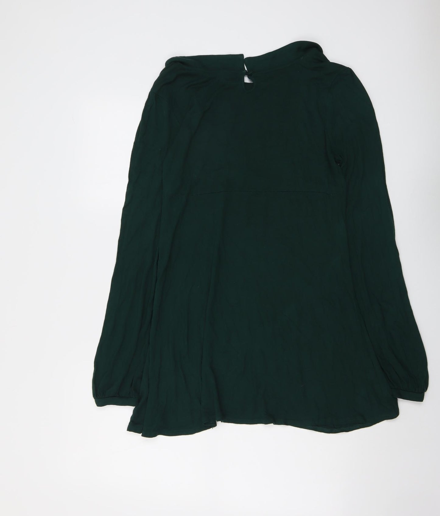 Topshop Womens Green Viscose Trapeze & Swing Size 12 Collared Button