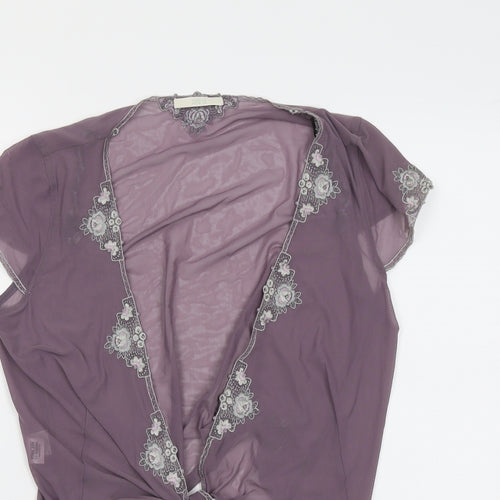 Marks and Spencer Womens Purple Polyester Wrap Blouse Size 14 V-Neck