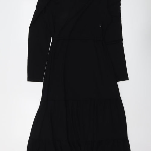 Marks and Spencer Womens Black Viscose Trapeze & Swing Size 10 Round Neck Pullover