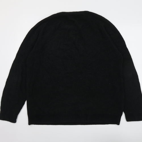 NEXT Mens Black Round Neck Acrylic Pullover Jumper Size XL Long Sleeve