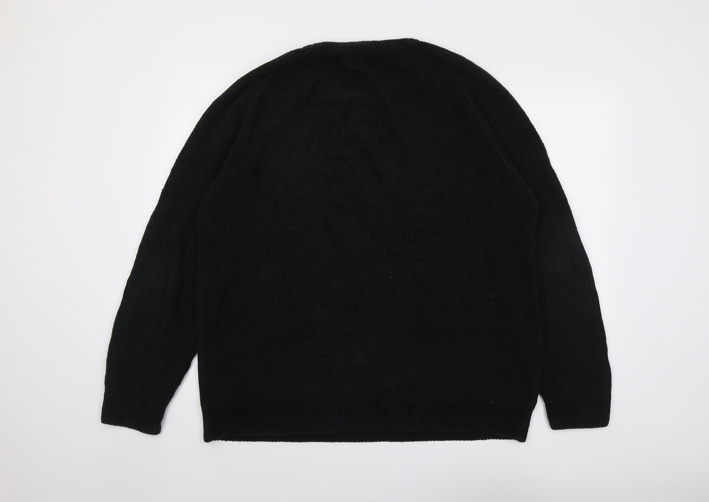 NEXT Mens Black Round Neck Acrylic Pullover Jumper Size XL Long Sleeve