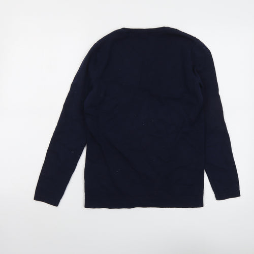 Bonmarché Womens Blue V-Neck Cotton Pullover Jumper Size 8