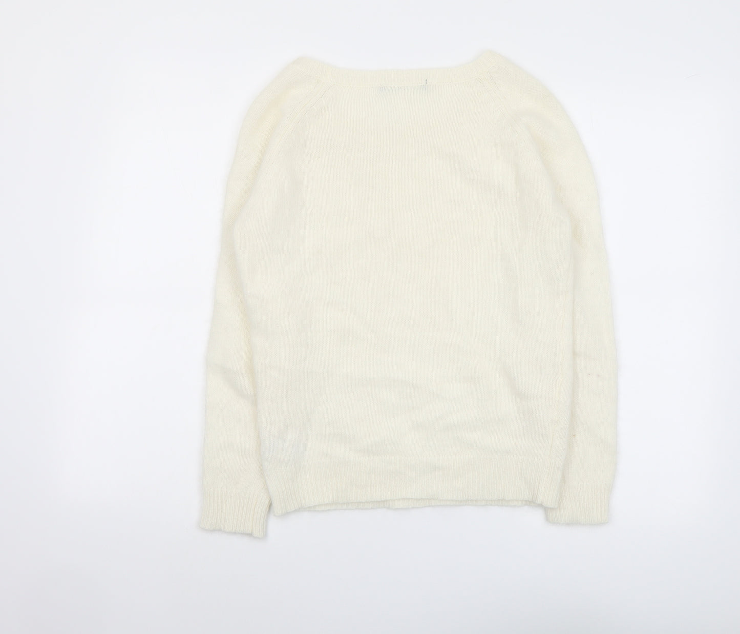 Marks and Spencer Womens Ivory Round Neck Polyamide Pullover Jumper Size 12