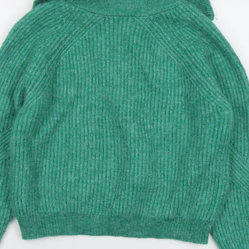 Marks and Spencer Womens Green Collared Acrylic Henley Jumper Size S