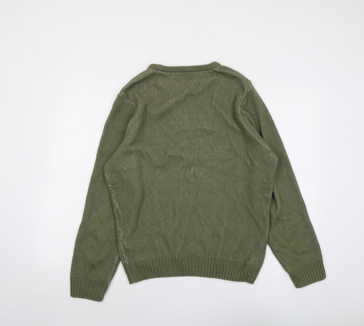 The British Jumper Company Mens Green Round Neck Cotton Pullover Jumper Size M Long Sleeve