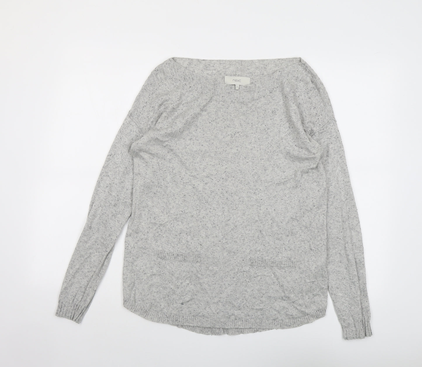 NEXT Womens Grey Boat Neck Cotton Pullover Jumper Size 12