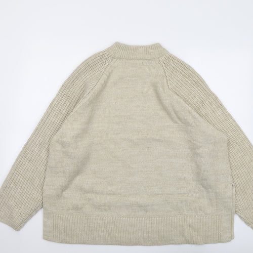 Marks and Spencer Womens Beige Mock Neck Acrylic Pullover Jumper Size XL