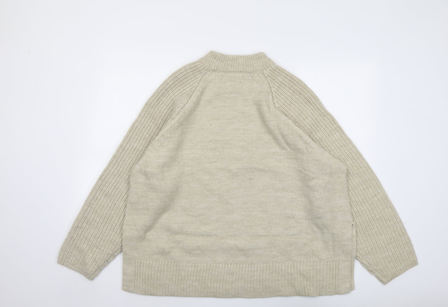 Marks and Spencer Womens Beige Mock Neck Acrylic Pullover Jumper Size XL